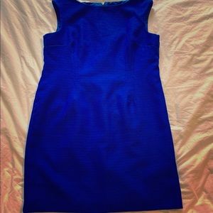 Blue linen style shift dress